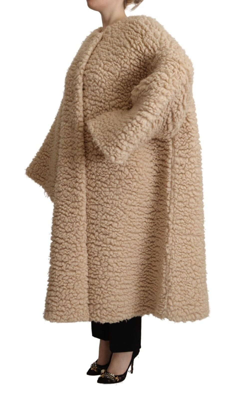 Dolce & Gabbana Beige Cashmere Wool Faux Fur Coat Jacket | Regal Royce