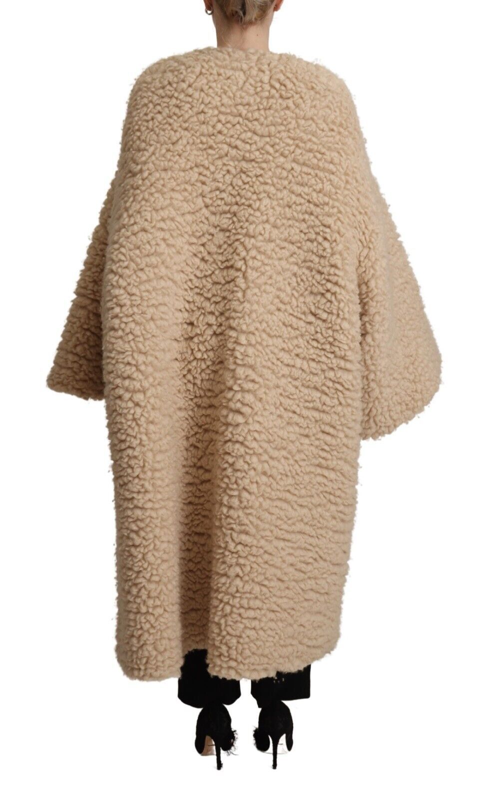 Dolce & Gabbana Beige Cashmere Wool Faux Fur Coat Jacket | Regal Royce