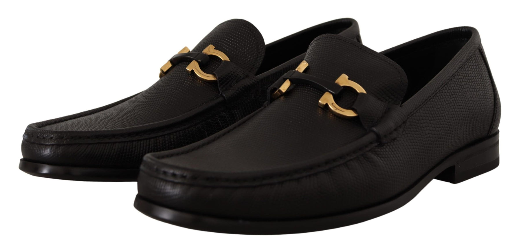 Salvatore Ferragamo Black Calf Leather Moccasins Loafers Shoes | Regal Royce