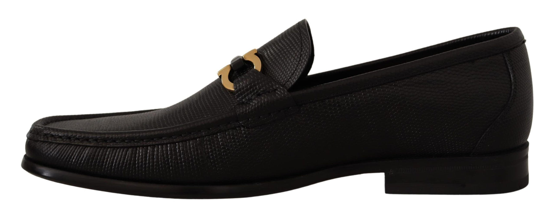 Salvatore Ferragamo Black Calf Leather Moccasins Loafers Shoes | Regal Royce