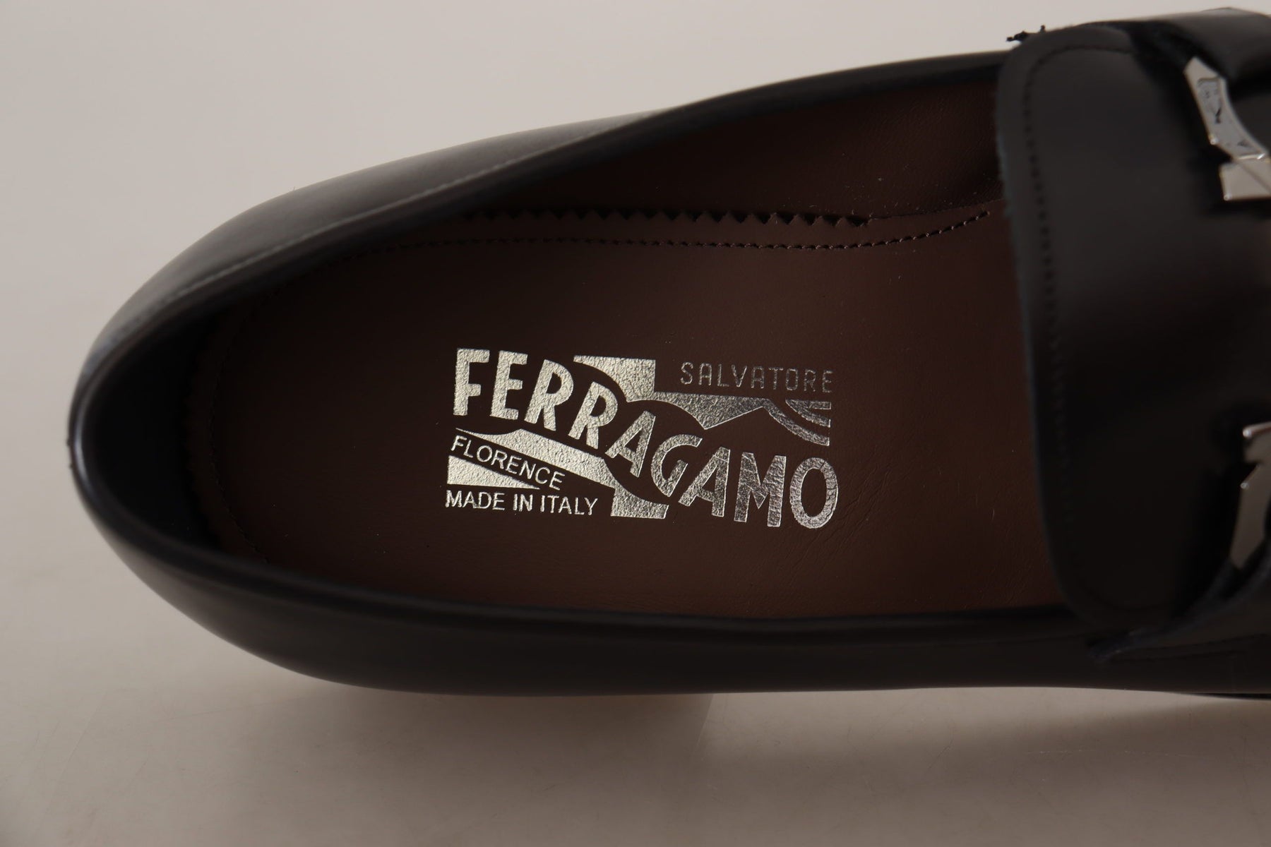 Salvatore Ferragamo Black Calf Leather Moccasin Formal Shoes | Regal Royce