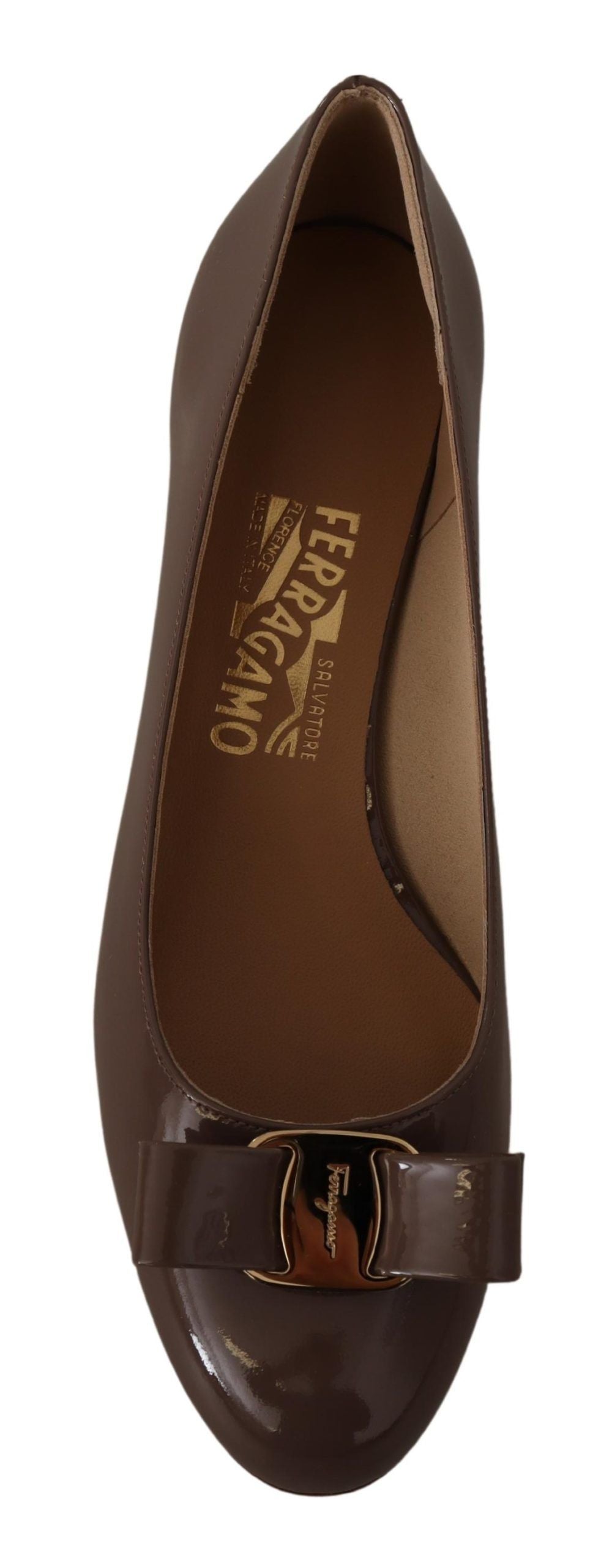 Salvatore Ferragamo Brown Naplak Calf Leather Pumps Shoes | Regal Royce