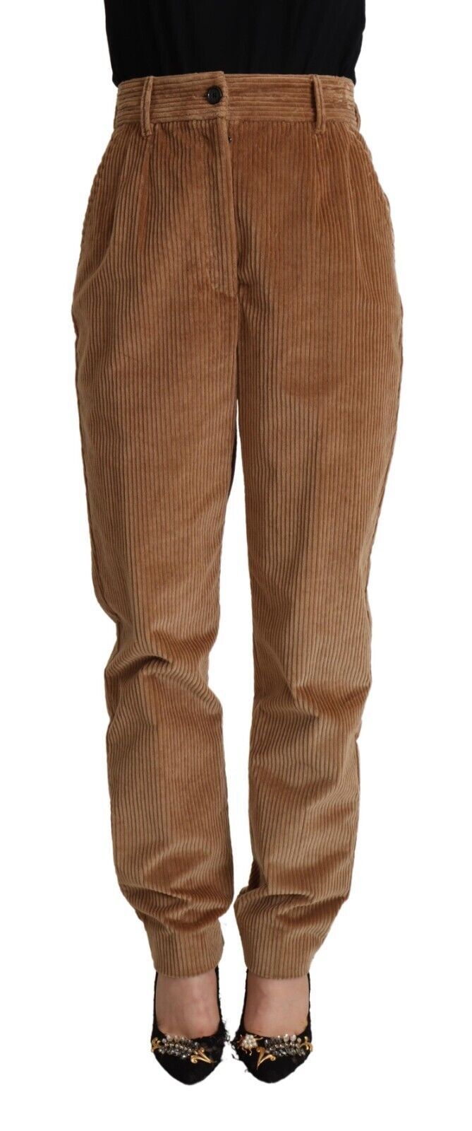 Dolce & Gabbana Brown Cotton Corduroy High Waist Skinny Pants | Regal Royce