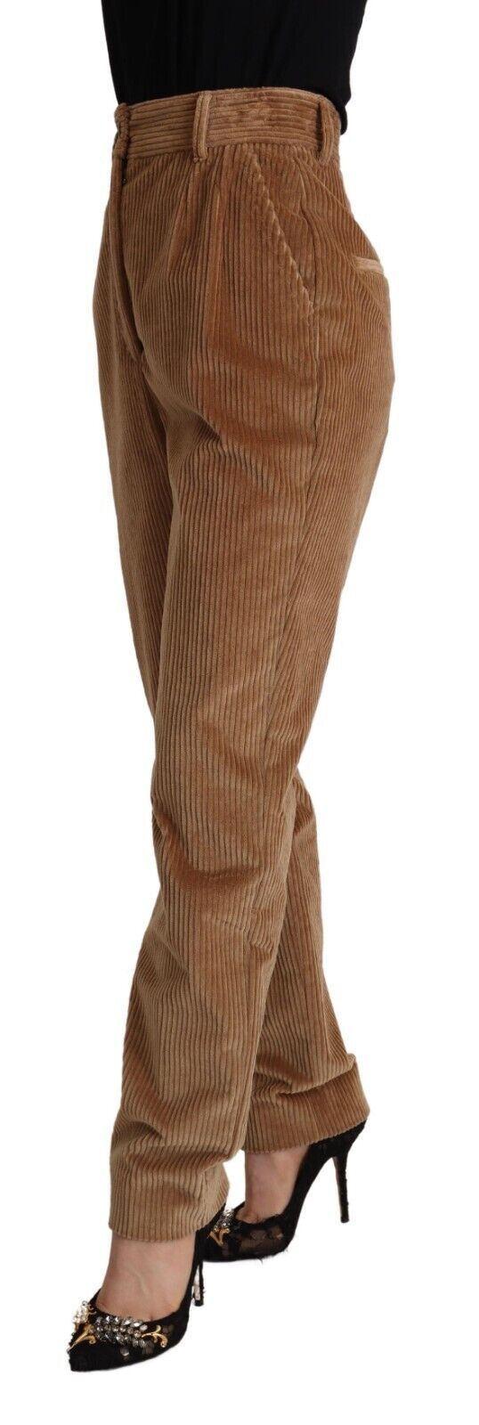Dolce & Gabbana Brown Cotton Corduroy High Waist Skinny Pants | Regal Royce