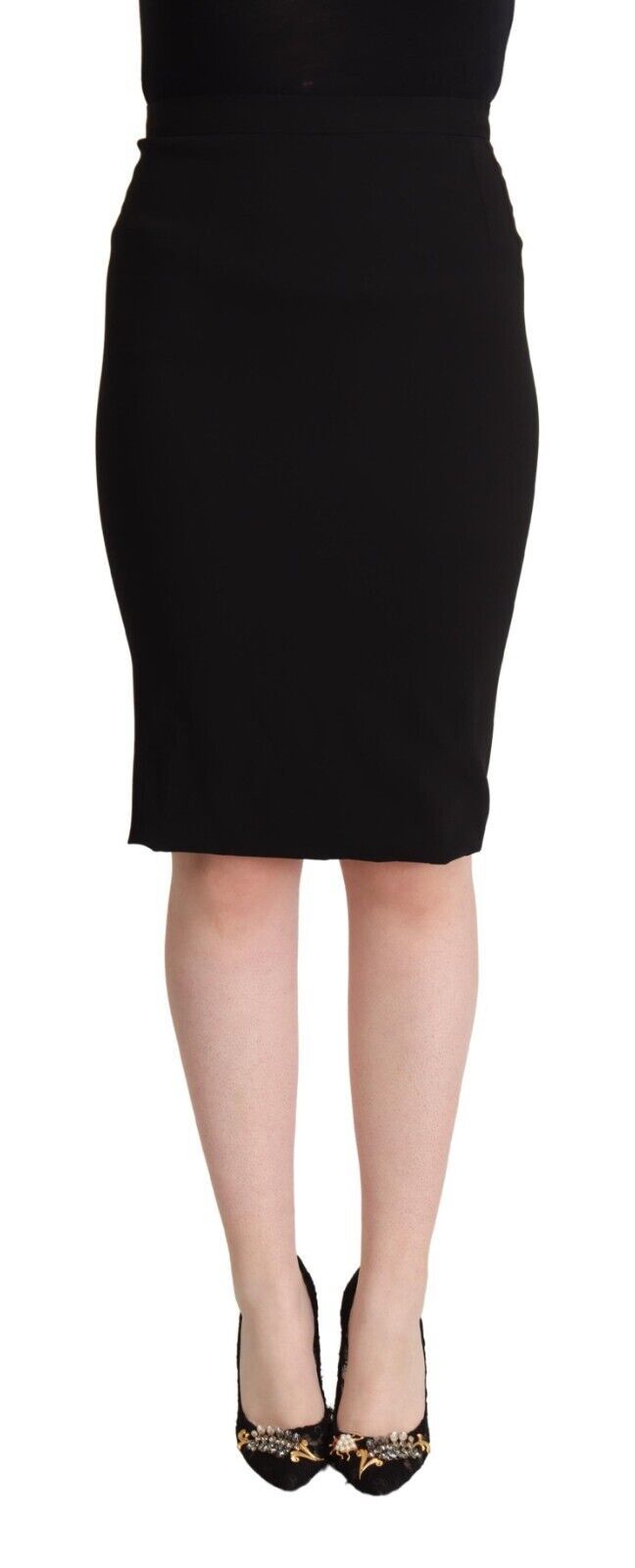 Dolce & Gabbana Black High Waist Knee Length Pencil Cut Skirt | Regal Royce