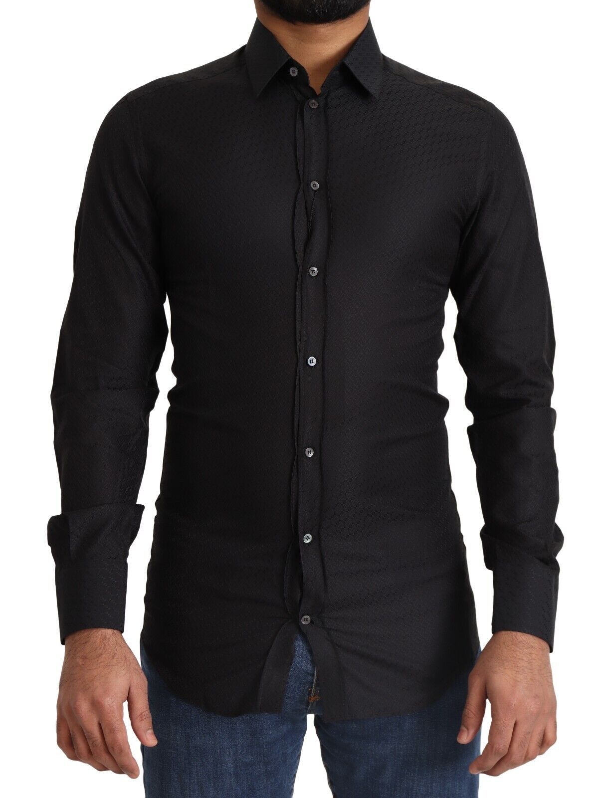 Dolce & Gabbana Black GOLD Cotton Slim Dress Formal Shirt | Regal Royce