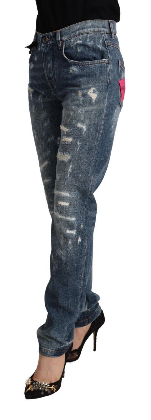 Dolce & Gabbana Blue Distressed Denim BOYFRIEND Skinny Jeans | Regal Royce