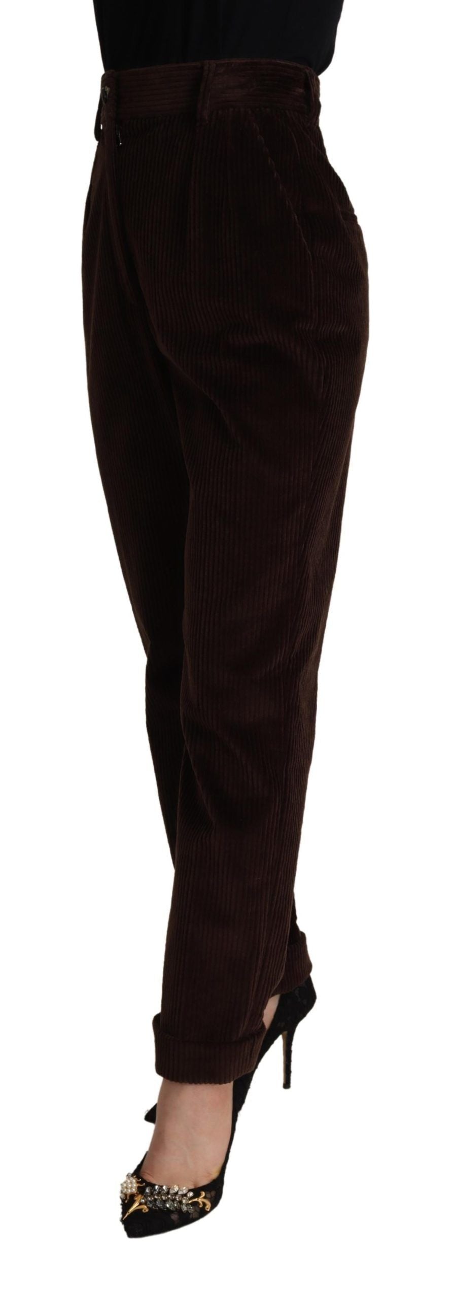 Dolce & Gabbana Bordeaux Corduroy Cotton Trouser Tapered Pants | Regal Royce