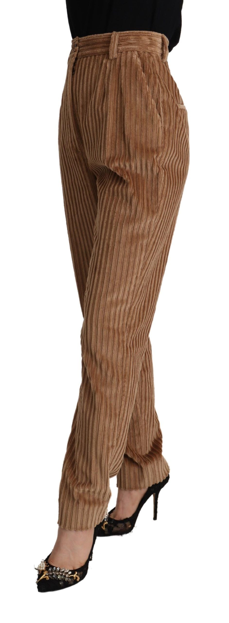 Dolce & Gabbana Brown Corduroy Cotton Trouser Tapered Pants | Regal Royce