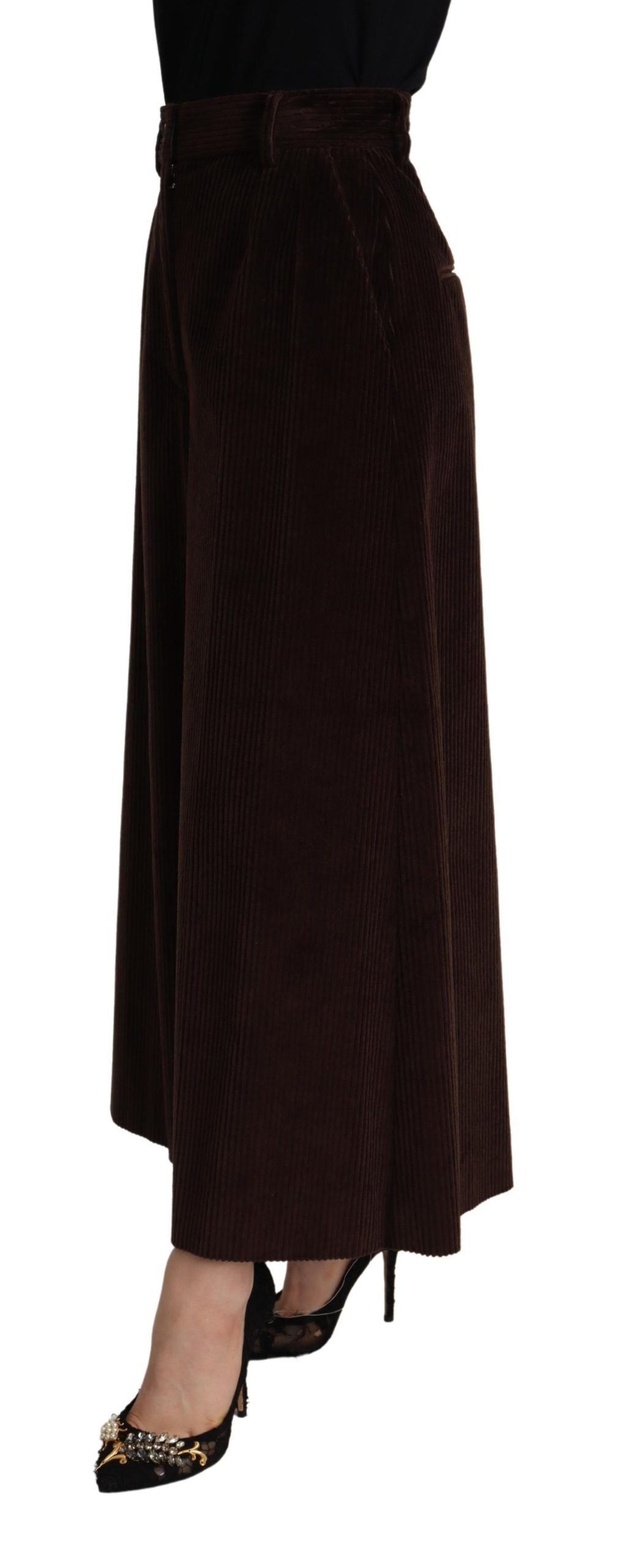Dolce & Gabbana Bordeaux Corduroy Cotton Trouser Wide Leg Pants | Regal Royce