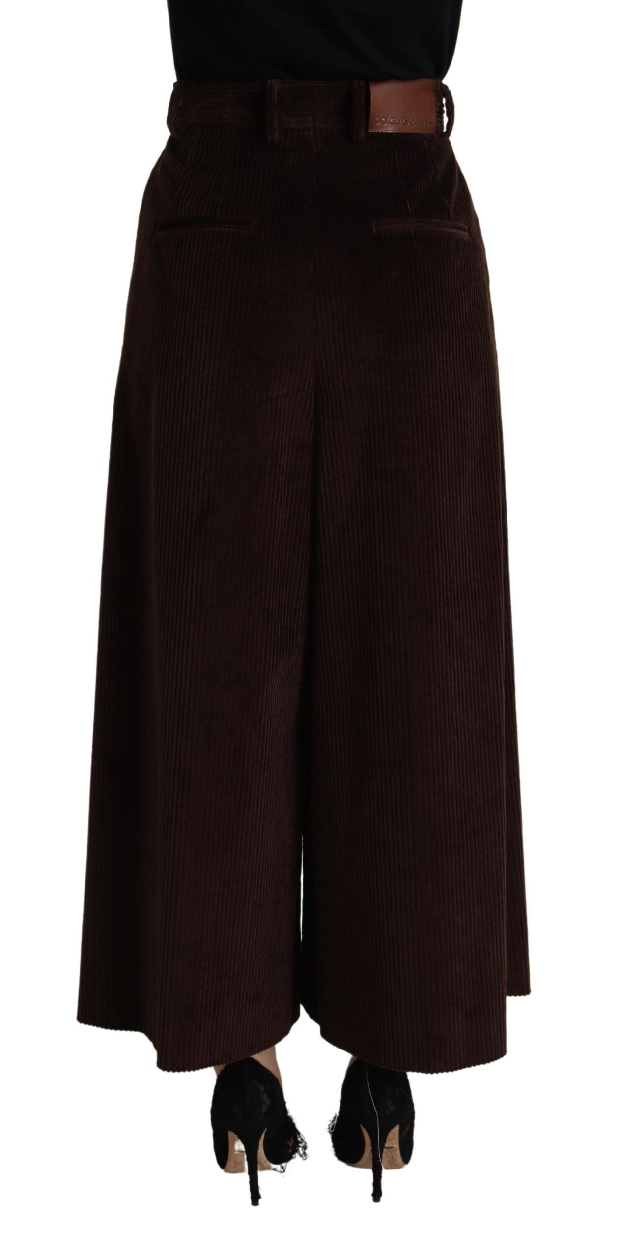 Dolce & Gabbana Bordeaux Corduroy Cotton Trouser Wide Leg Pants | Regal Royce