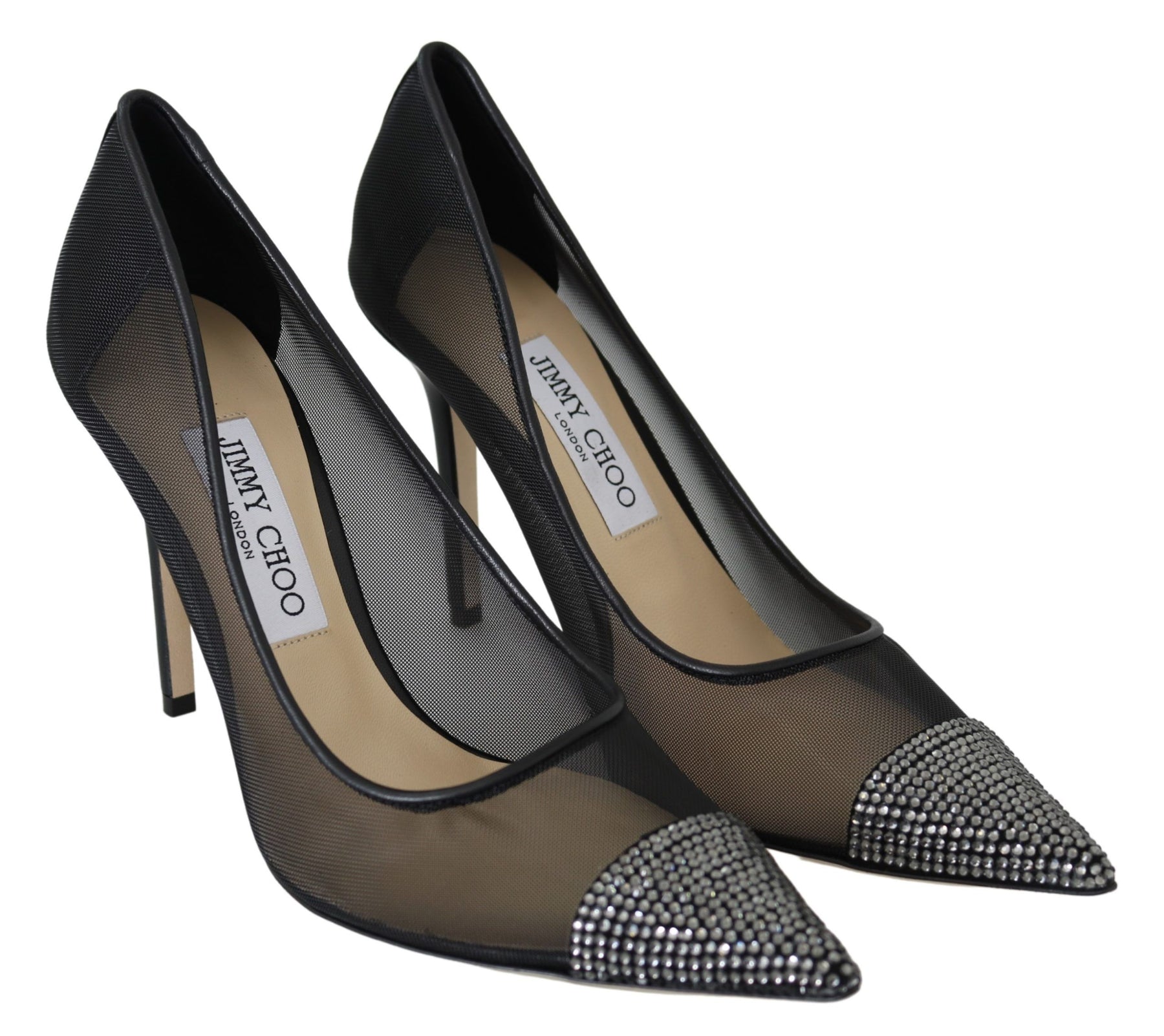 Jimmy Choo Black Mesh Amika 85 Diamond Pumps Shoes | Regal Royce