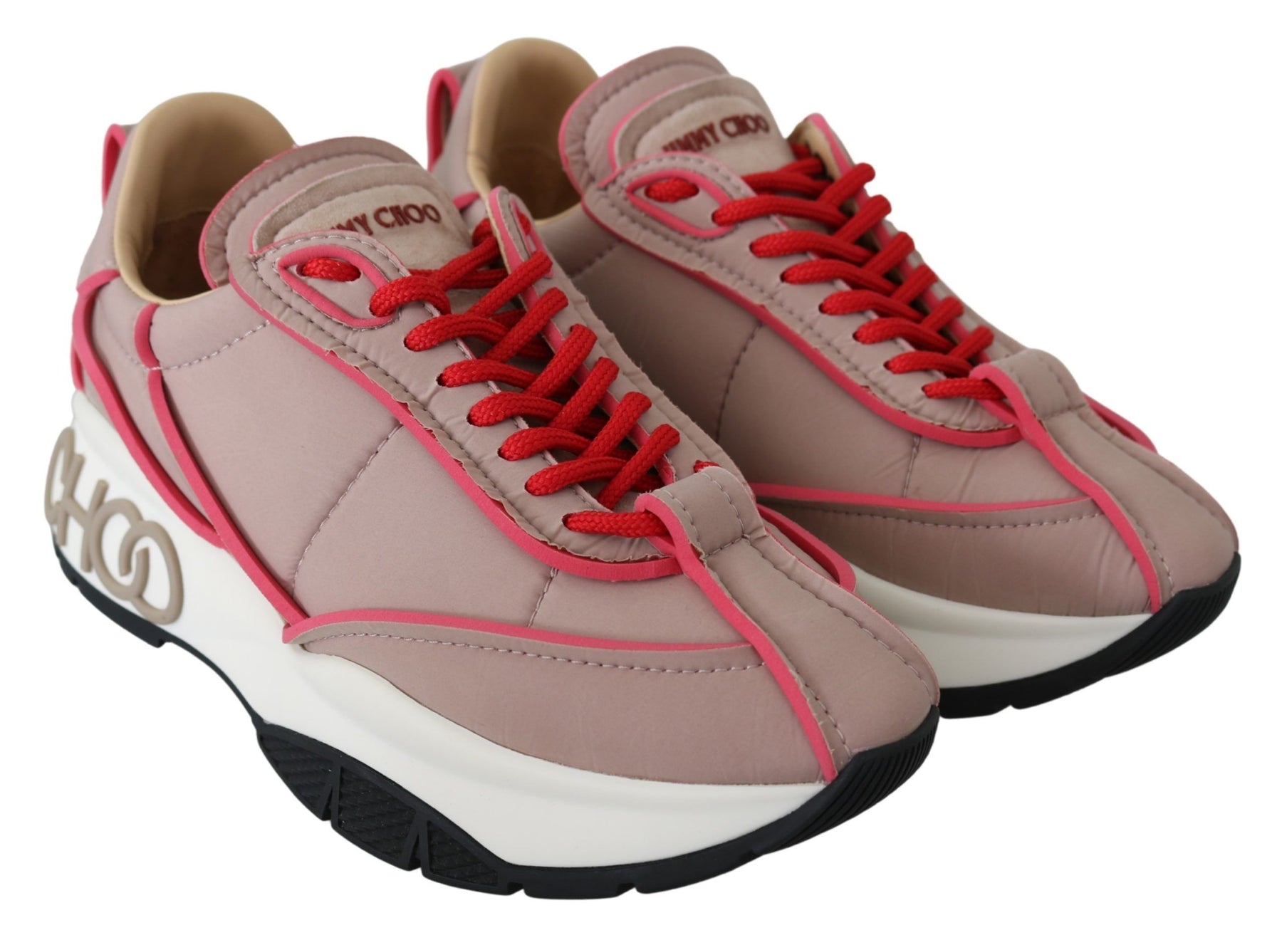 Jimmy Choo Ballet Pink and Red Raine Sneakers | Regal Royce