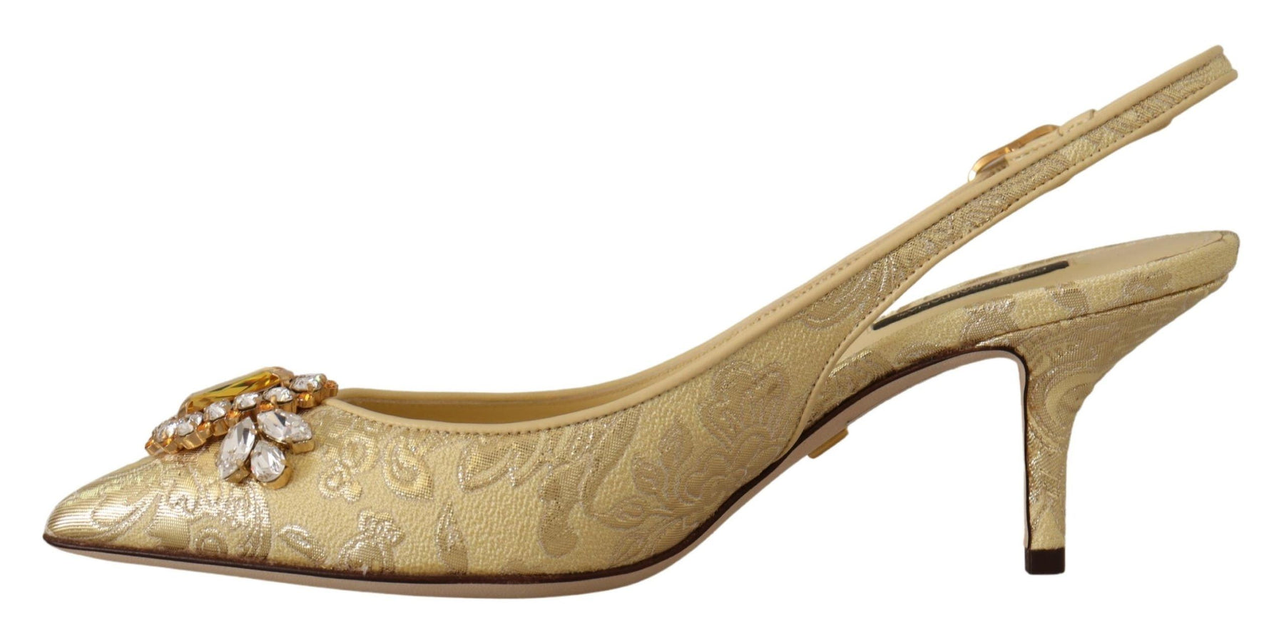 Dolce & Gabbana Gold Crystal Slingbacks Pumps Heels Shoes | Regal Royce