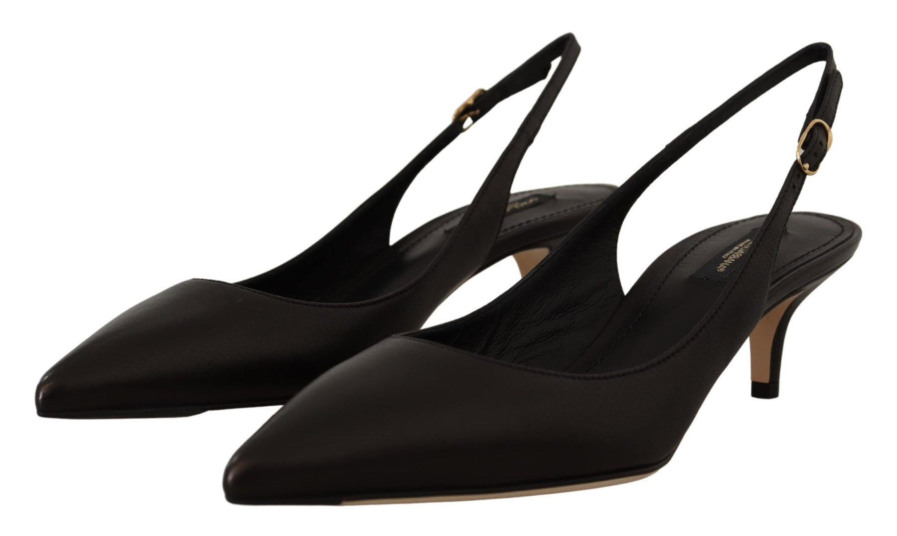 Dolce & Gabbana Black Leather Slingbacks Heels Pumps Shoes | Regal Royce
