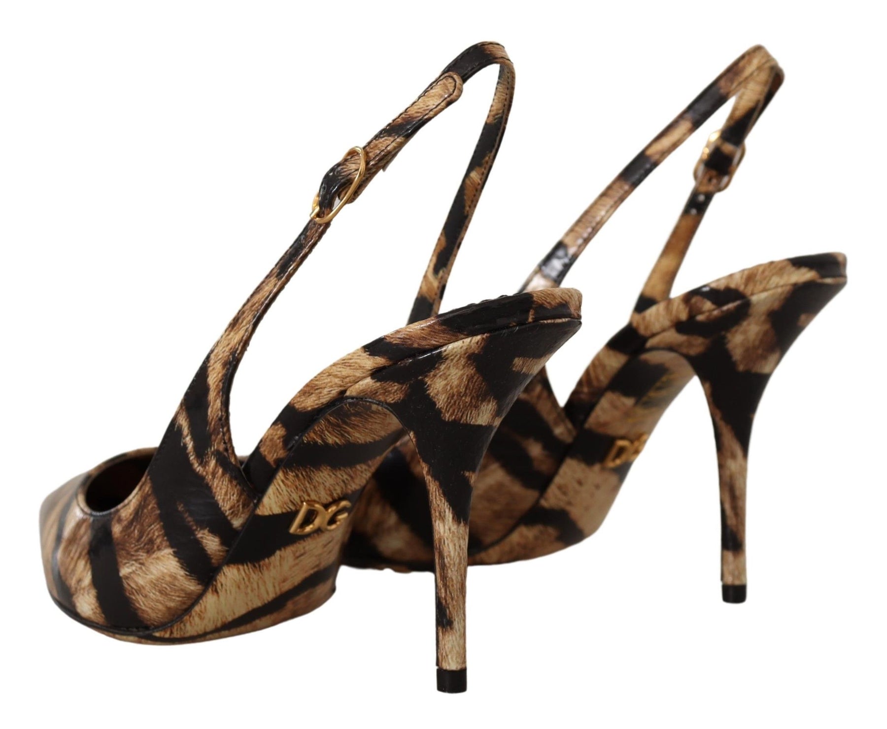 Dolce & Gabbana Brown Slingbacks Leather Tiger Shoes | Regal Royce
