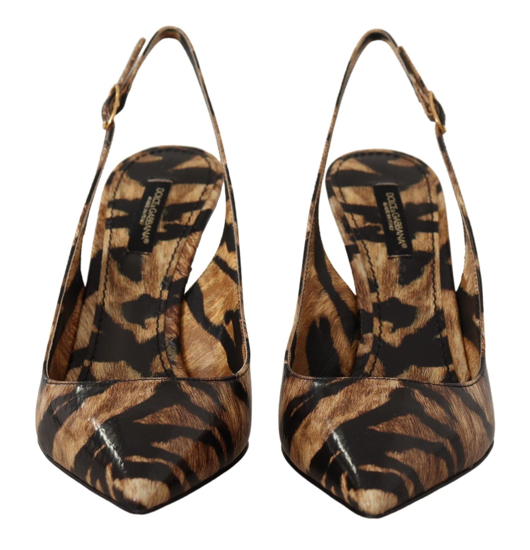 Dolce & Gabbana Brown Slingbacks Leather Tiger Shoes | Regal Royce