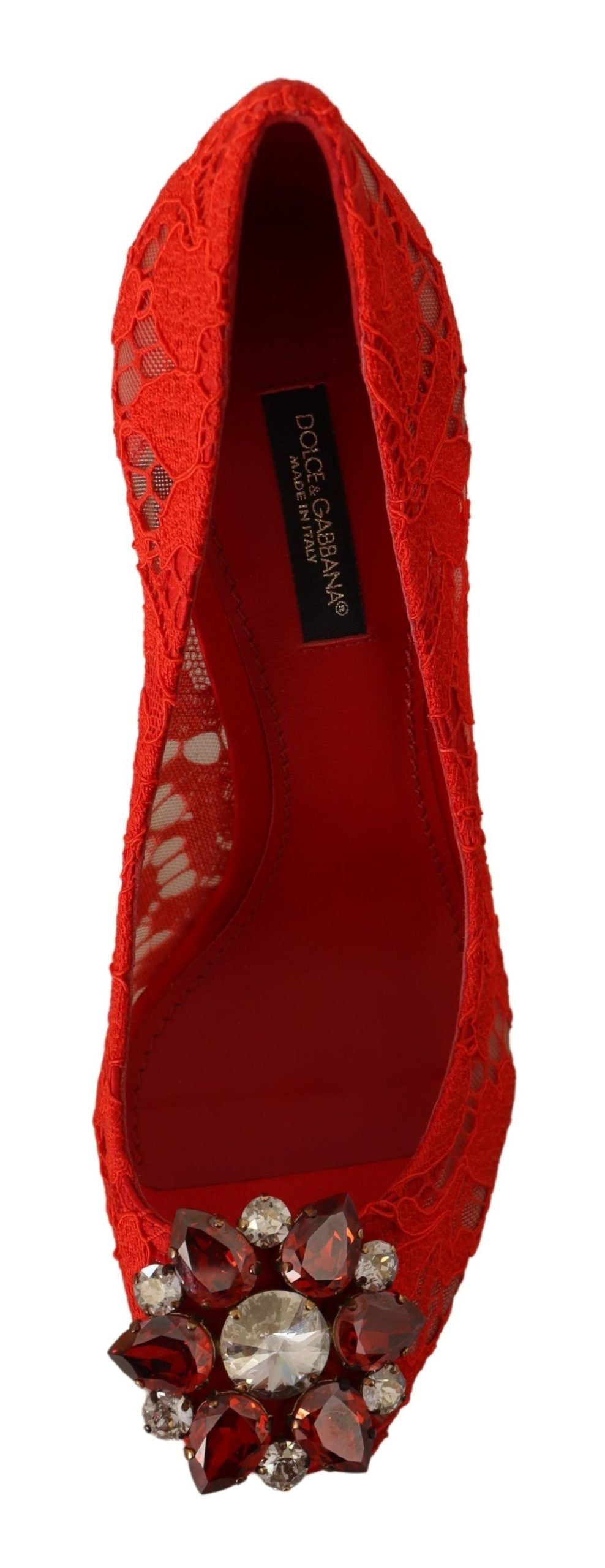 Dolce & Gabbana Red Taormina Lace Crystal Heels Pumps | Regal Royce