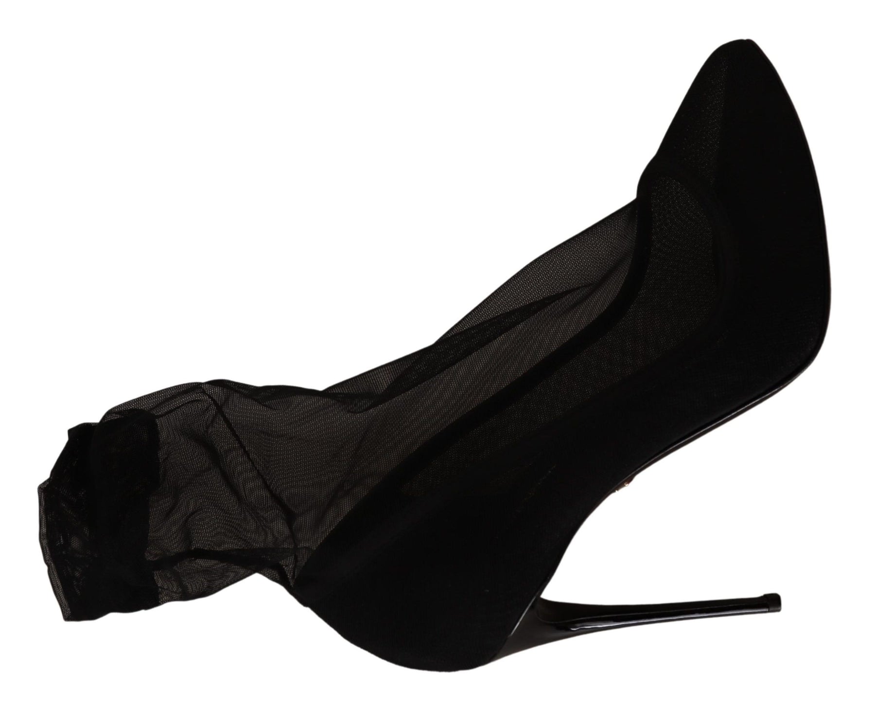 Dolce & Gabbana Black Tulle Stretch Boots Pumps Shoes | Regal Royce