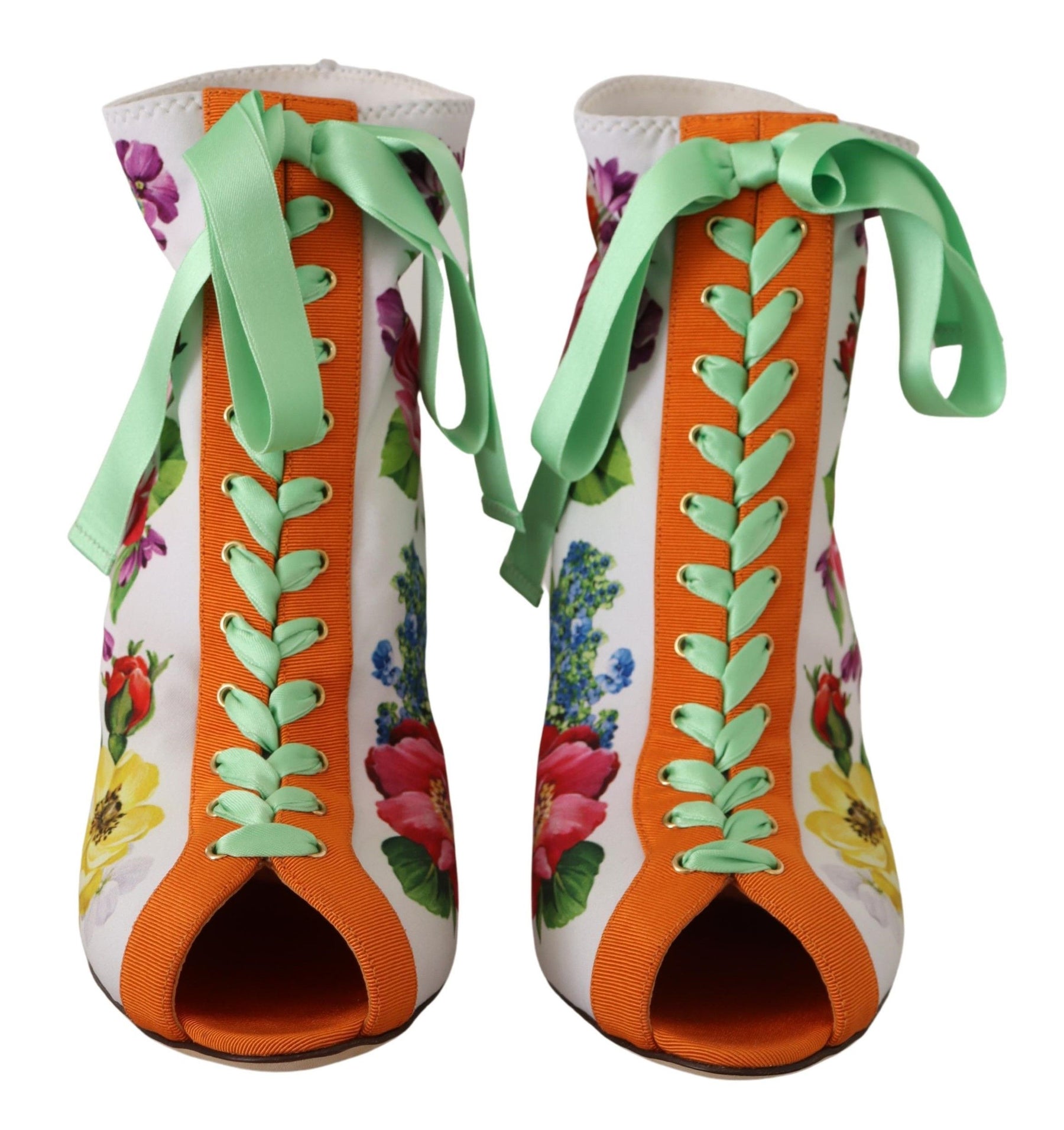 Dolce & Gabbana White Jersey Stretch Boots Open Toes Heels Shoes | Regal Royce