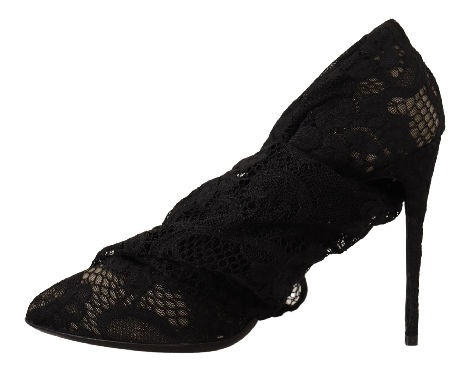 Dolce & Gabbana Black Stretch Socks Taormina Lace Boots Shoes | Regal Royce