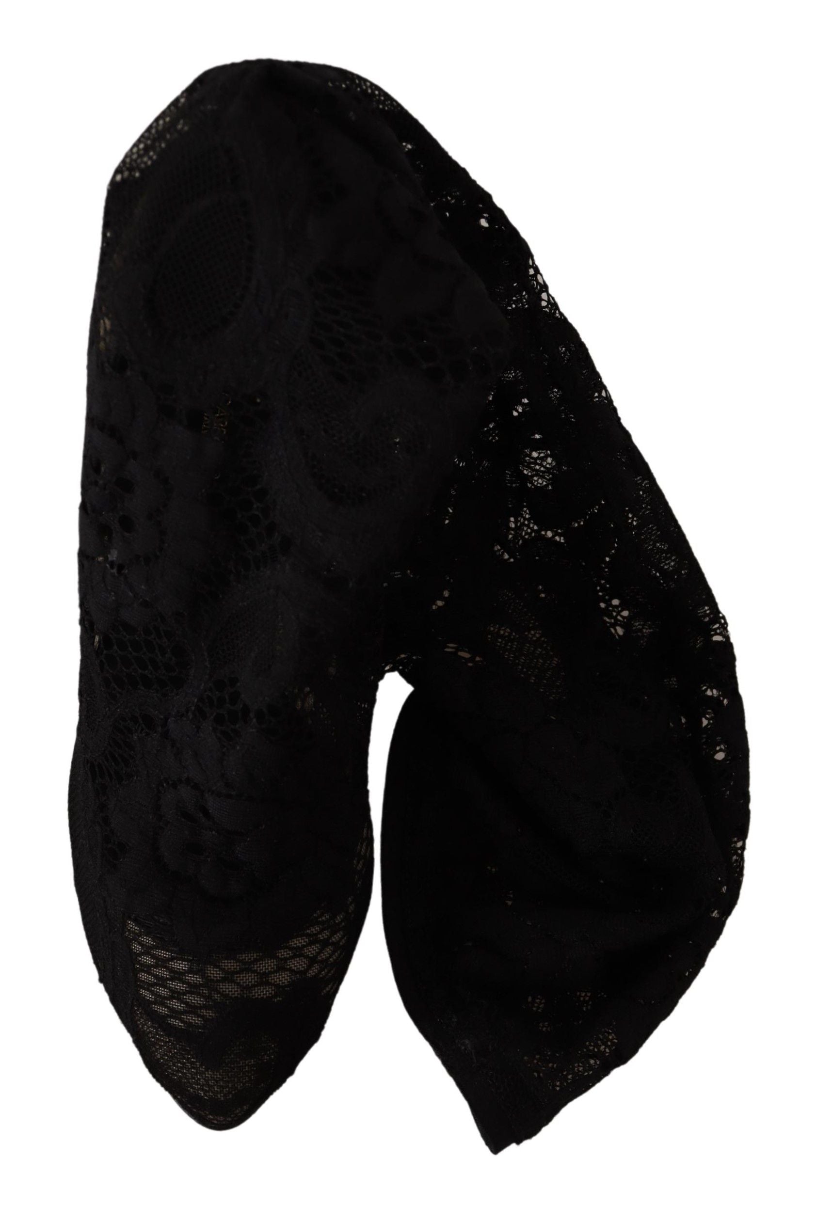 Dolce & Gabbana Black Stretch Socks Taormina Lace Boots Shoes | Regal Royce