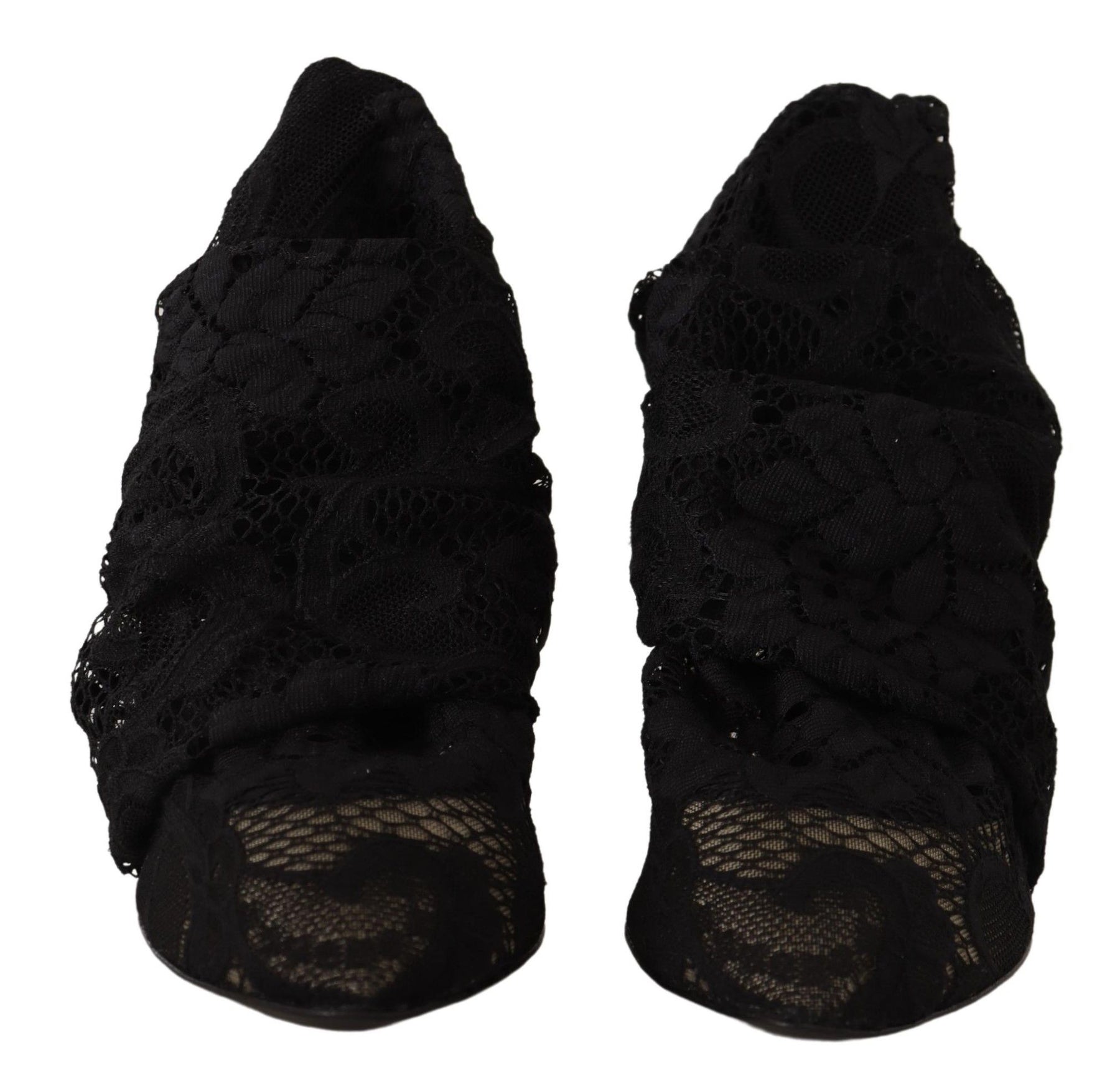 Dolce & Gabbana Black Stretch Socks Taormina Lace Boots Shoes | Regal Royce