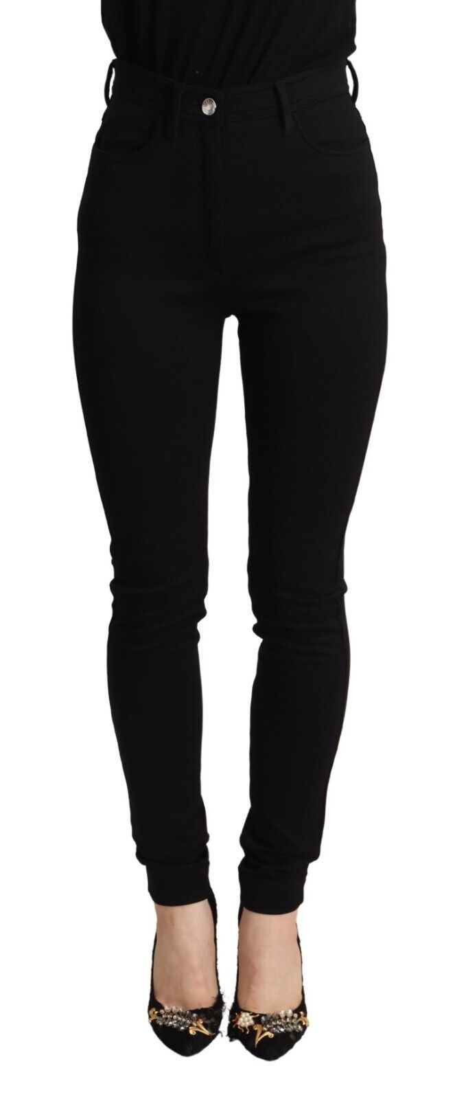 Dolce & Gabbana Black High Waist Skinny Slim Fit Pants | Regal Royce