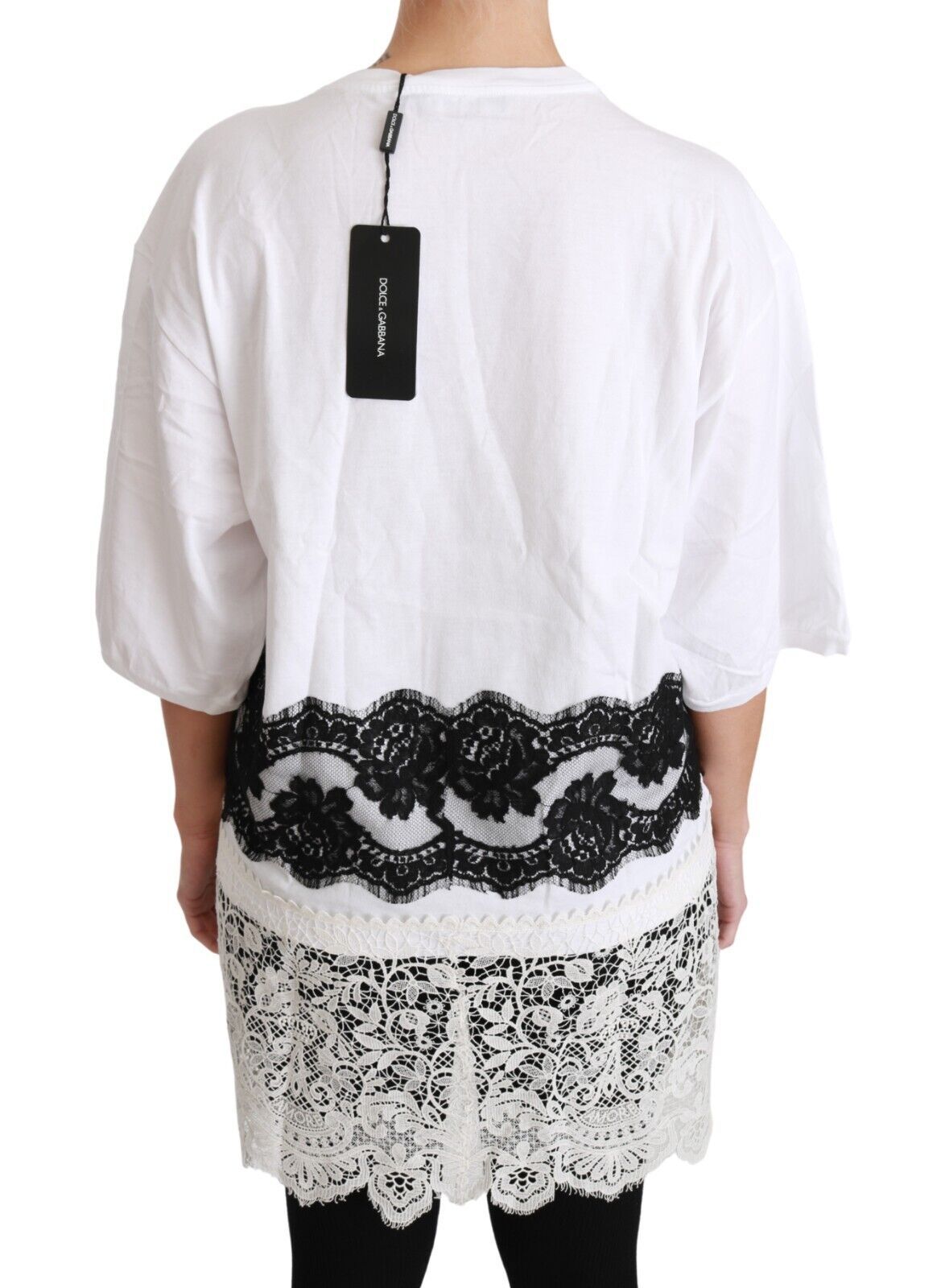 Dolce & Gabbana White Fashion Sinner Cotton Lace T-shirt Top | Regal Royce