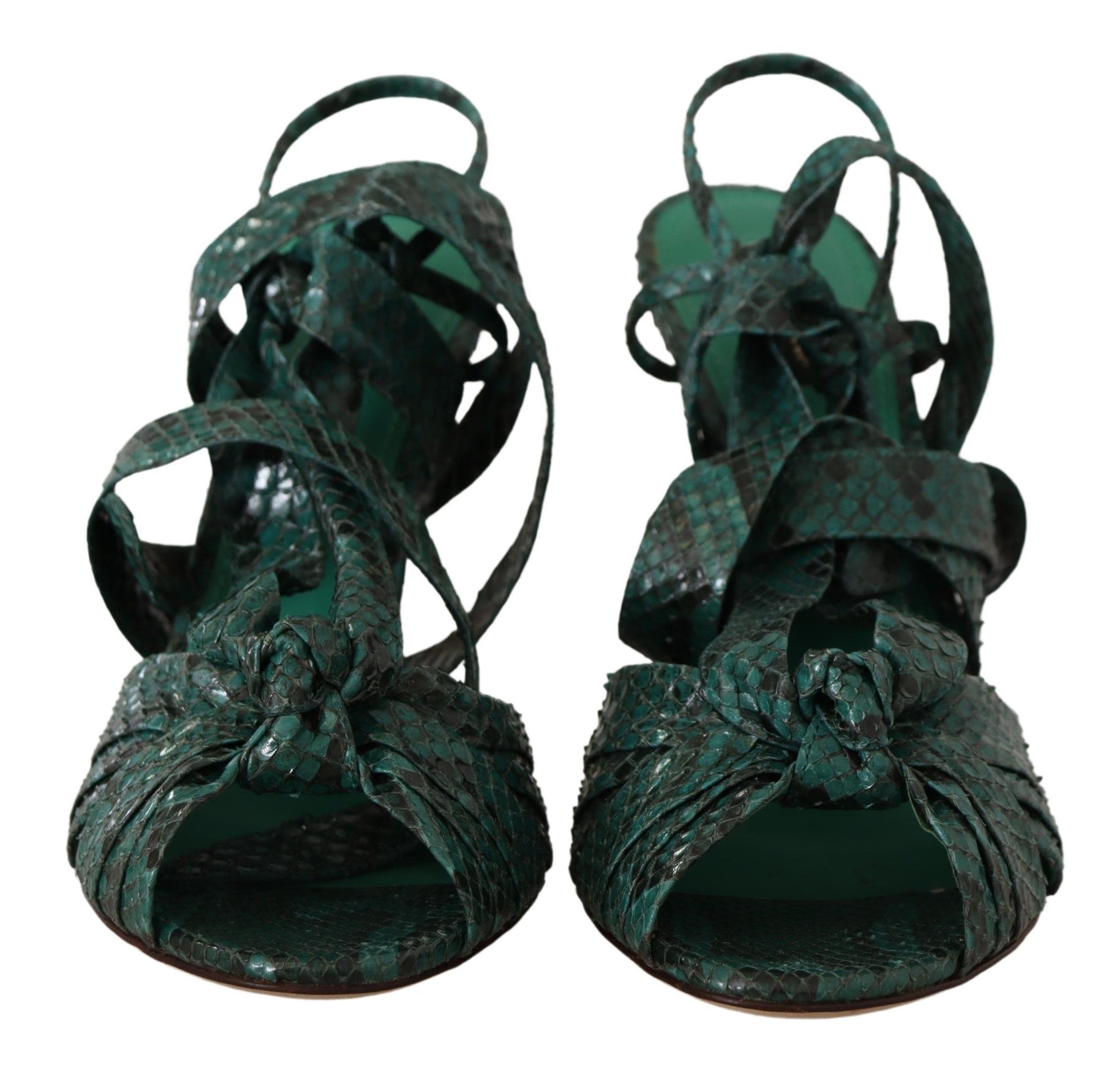 Dolce & Gabbana Green Python Strap Sandals Heels Shoes | Regal Royce