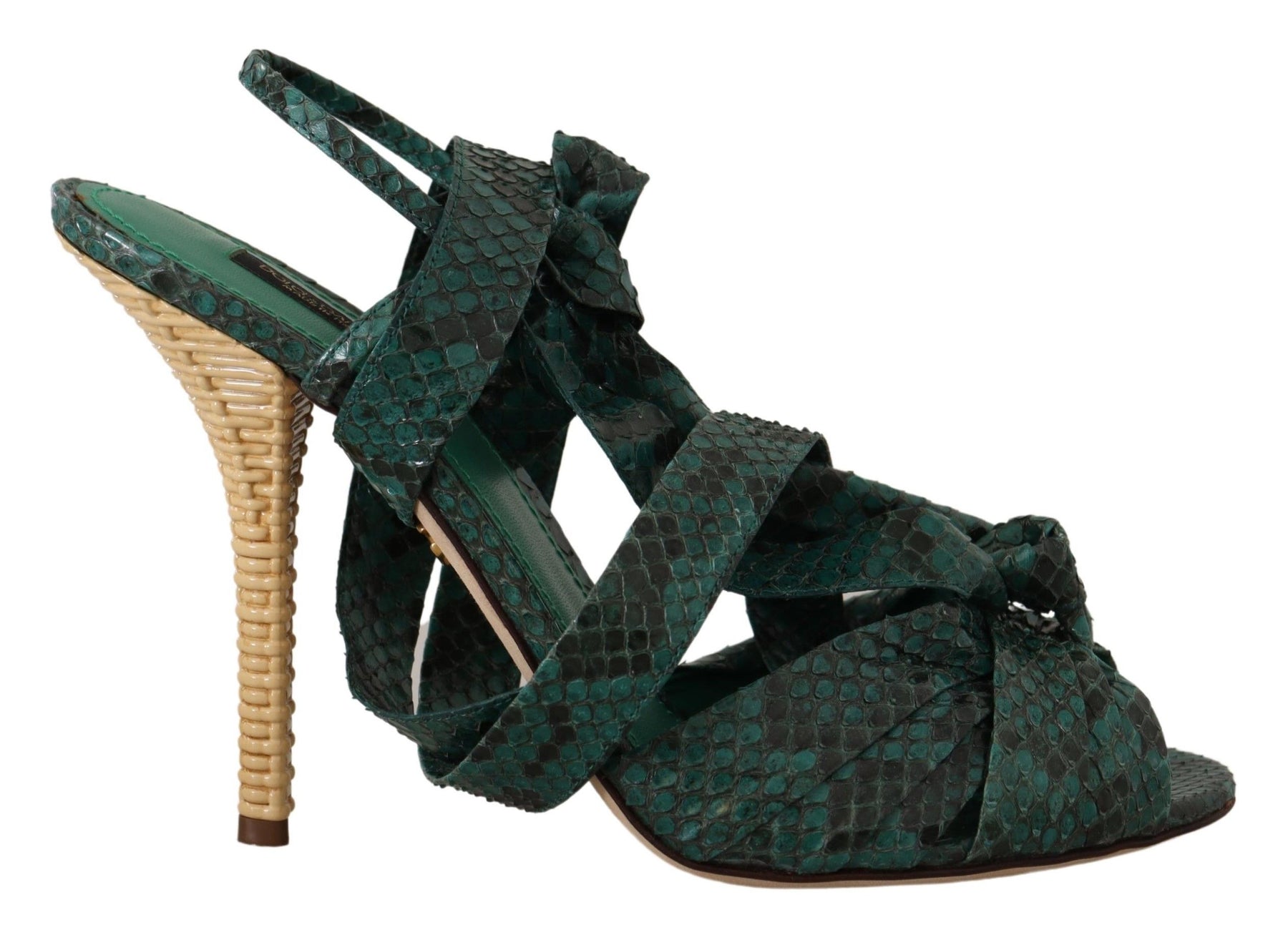Dolce & Gabbana Green Python Strap Sandals Heels Shoes | Regal Royce