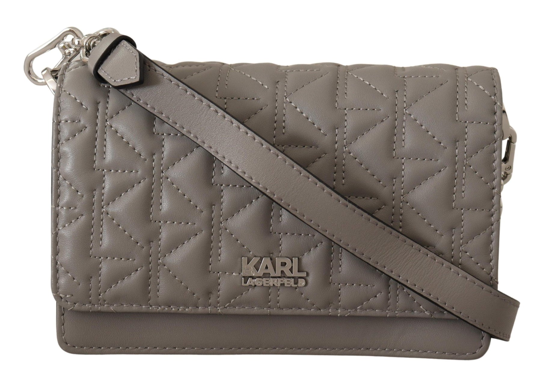 Karl Lagerfeld Light Grey Leather Crossbody Bag | Regal Royce