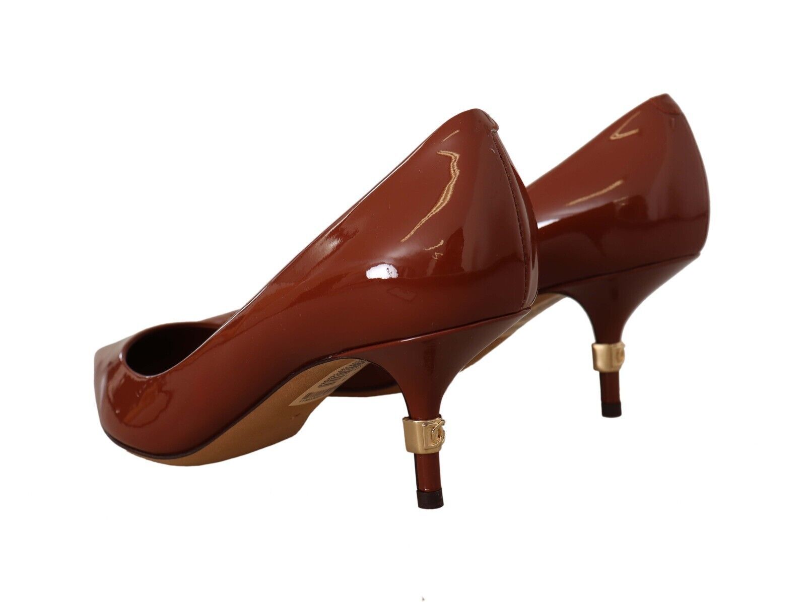 Dolce & Gabbana Brown Kitten Heels Pumps Patent Leather Shoes | Regal Royce
