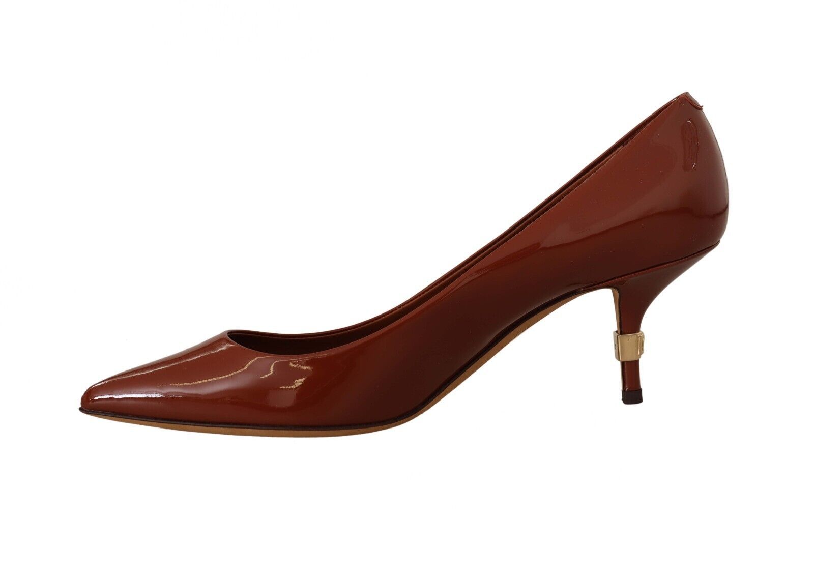 Dolce & Gabbana Brown Kitten Heels Pumps Patent Leather Shoes | Regal Royce