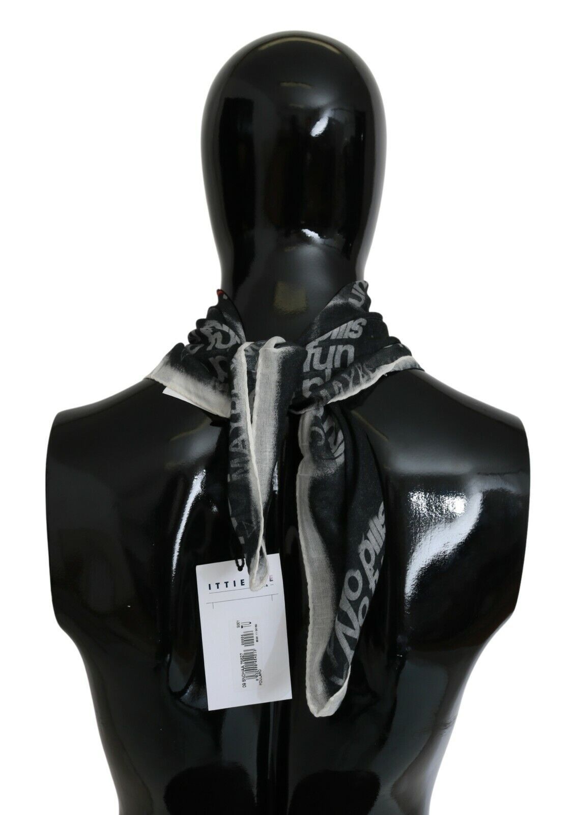 Costume National Dark Gray Wool Foulard Branded Scarf | Regal Royce