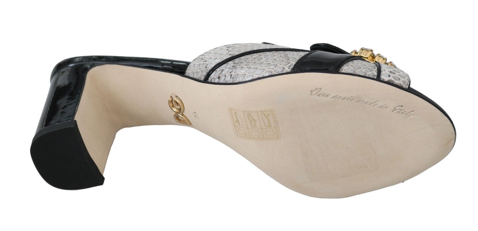 Dolce & Gabbana Black Gray Exotic Leather Crystals Sandals Shoes | Regal Royce