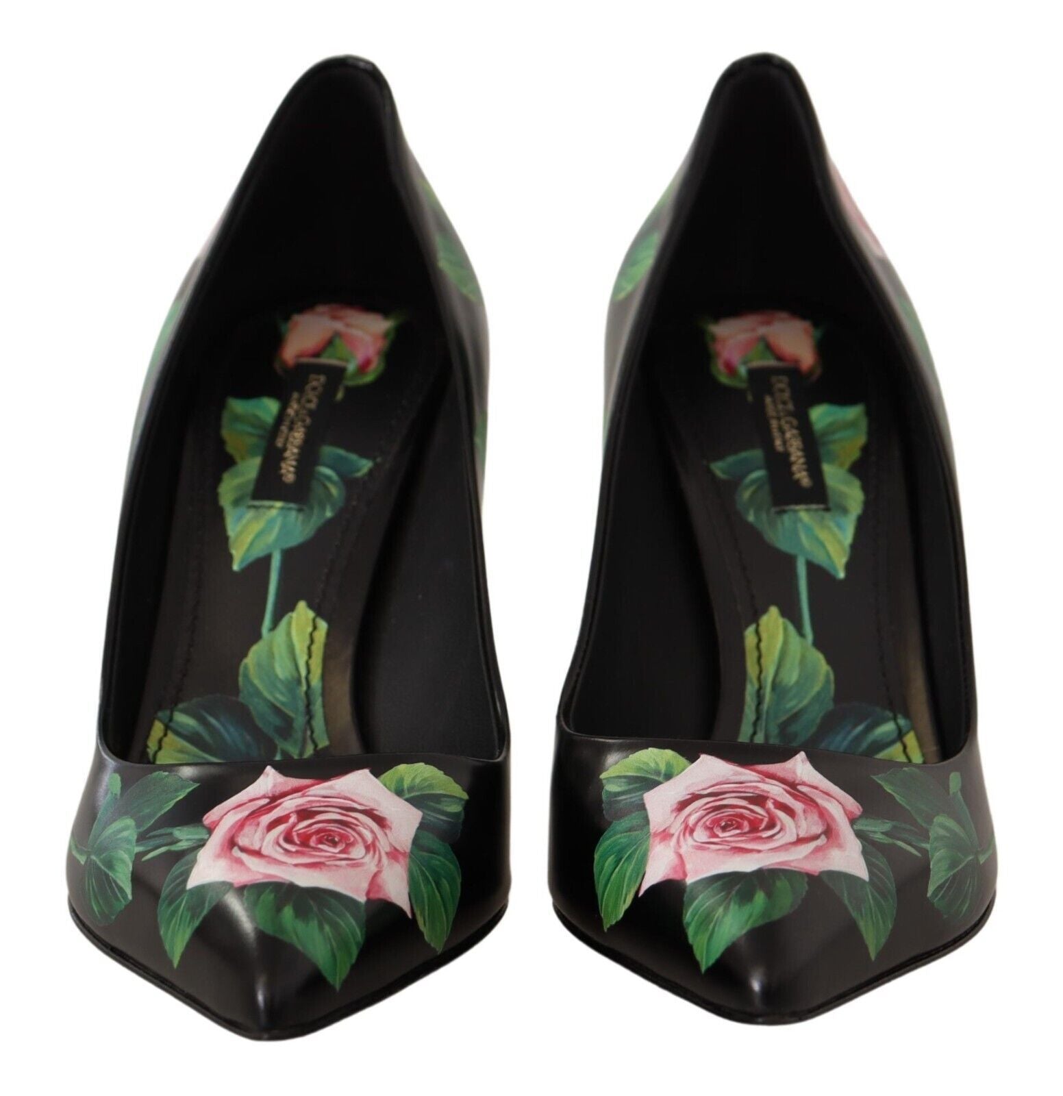 Dolce & Gabbana Black Leather Roses High Heels Pumps Shoes | Regal Royce