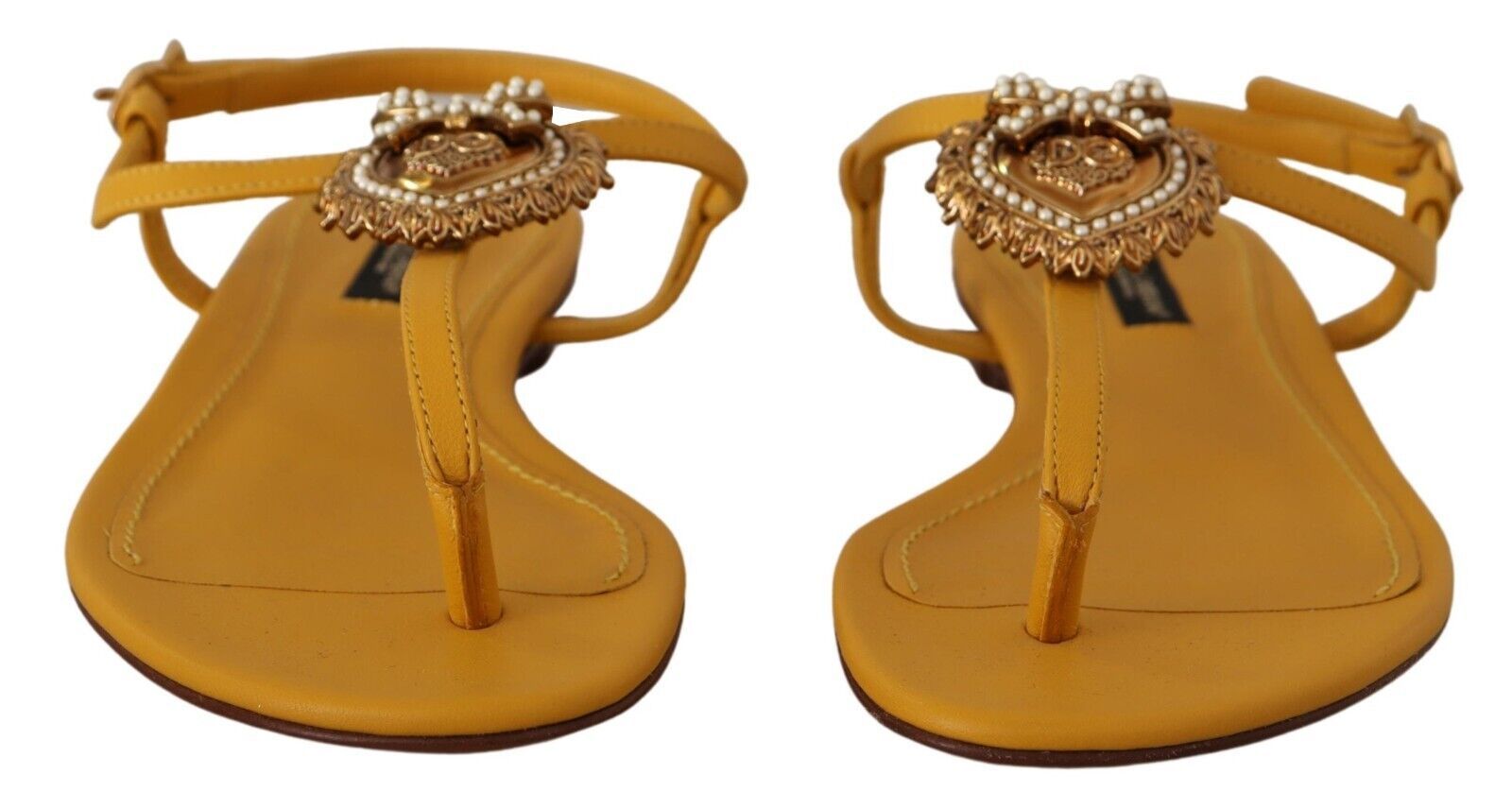 Dolce & Gabbana Mustard Leather Devotion Flats Sandals Shoes | Regal Royce
