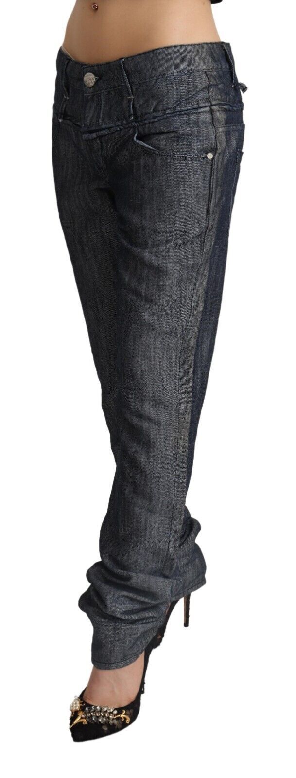 Acht Dark Gray Ramie Mid Wide Waist Straight Denim Jeans | Regal Royce