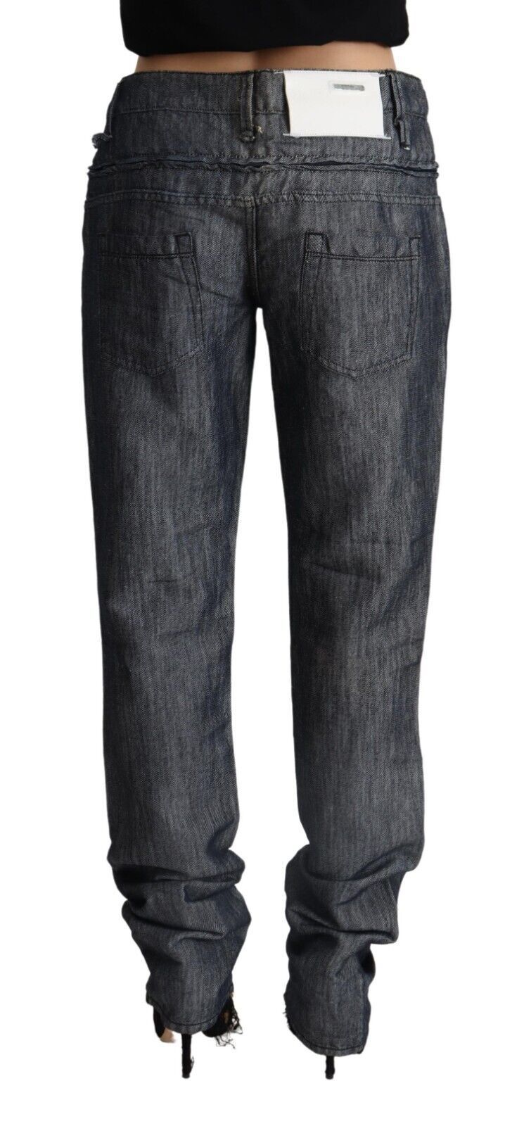 Acht Dark Gray Ramie Mid Wide Waist Straight Denim Jeans | Regal Royce