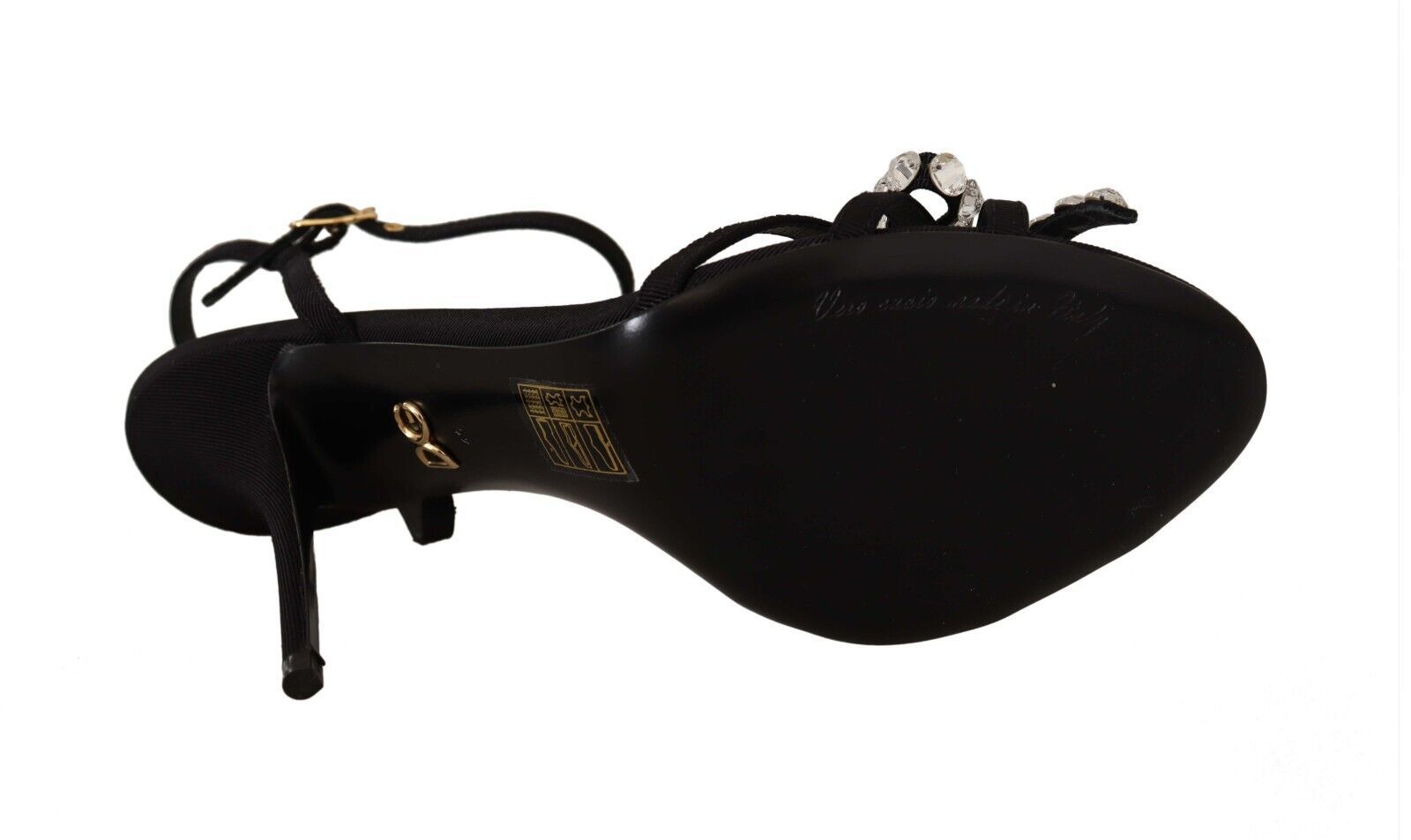 Dolce & Gabbana Black Crystals Ankle Strap Heels Sandals Shoes | Regal Royce