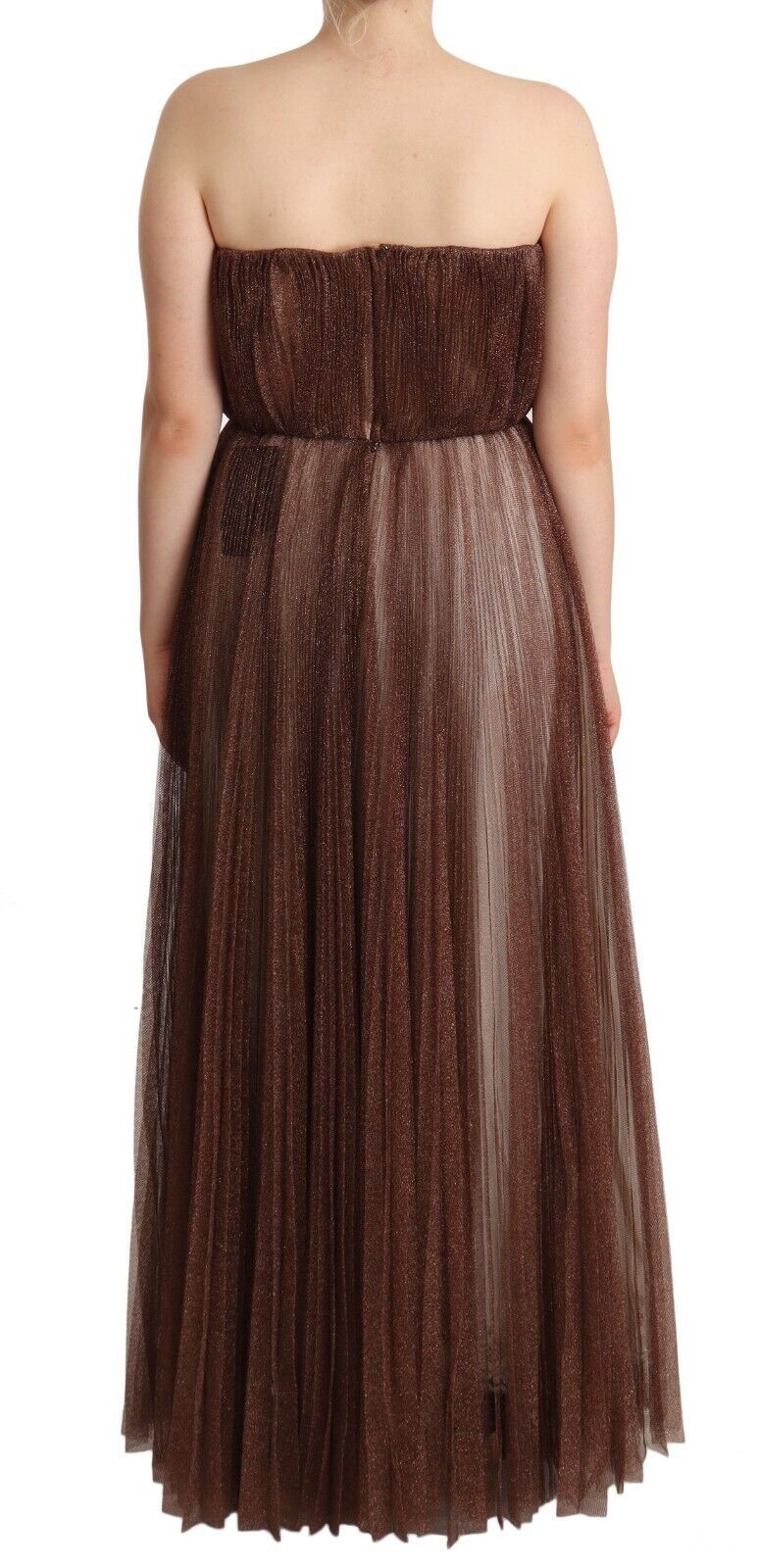 Dolce & Gabbana Metallic Bronze Polyester Maxi Gown Dress | Regal Royce