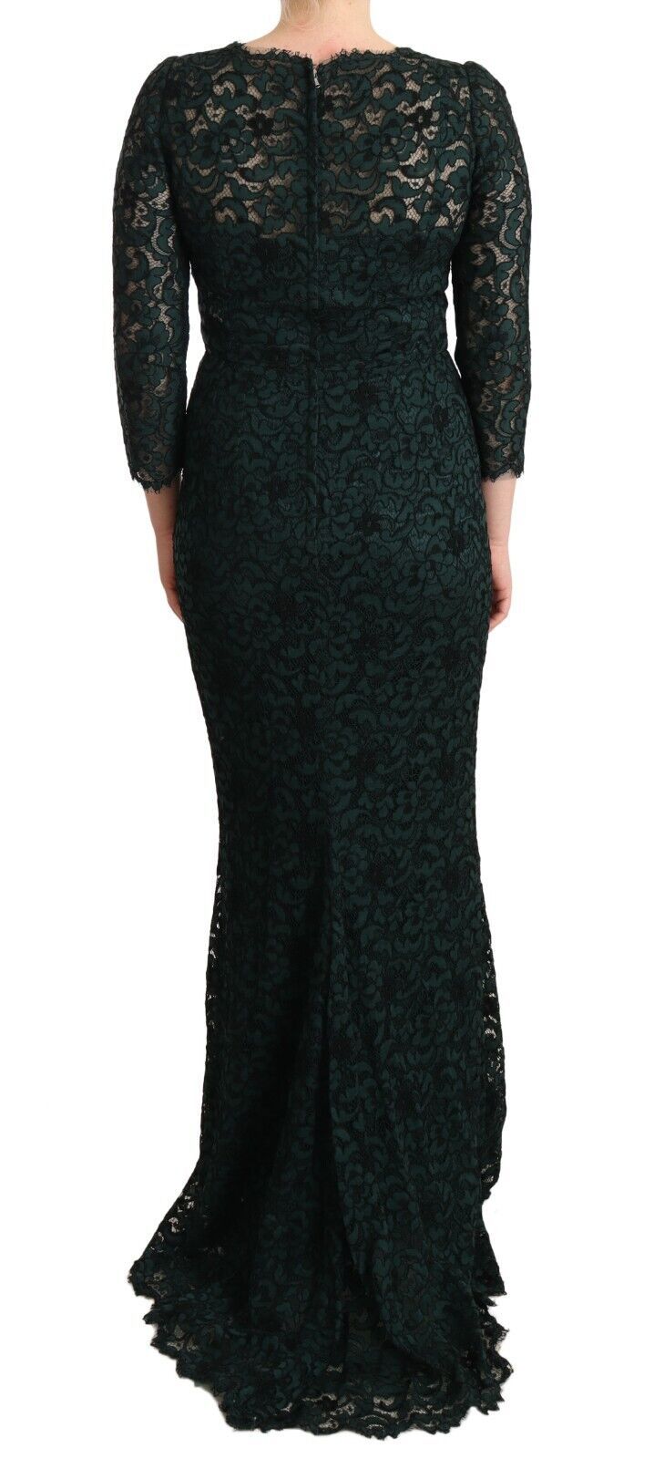 Dolce & Gabbana Green Floral Lace Maxi Floor Length Dress | Regal Royce