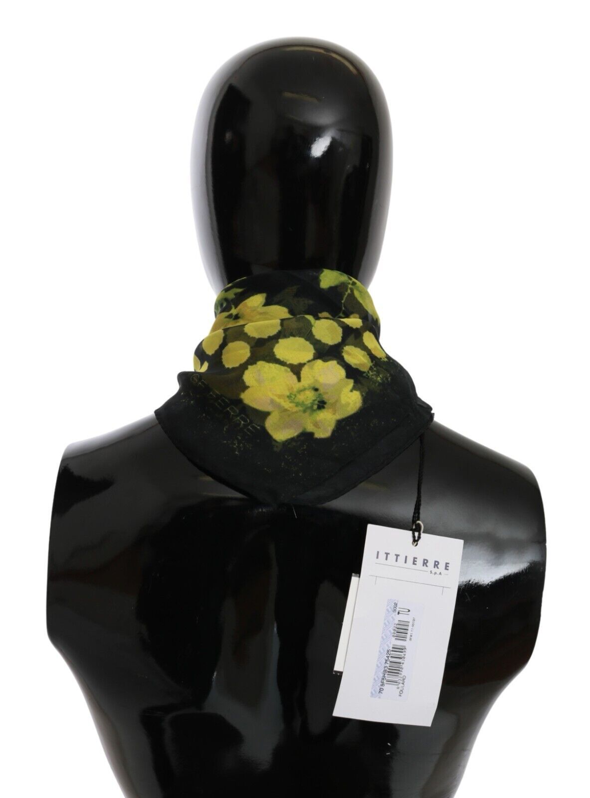 GF Ferre Black Yellow Floral Wrap Shawl Foulard Scarf | Regal Royce