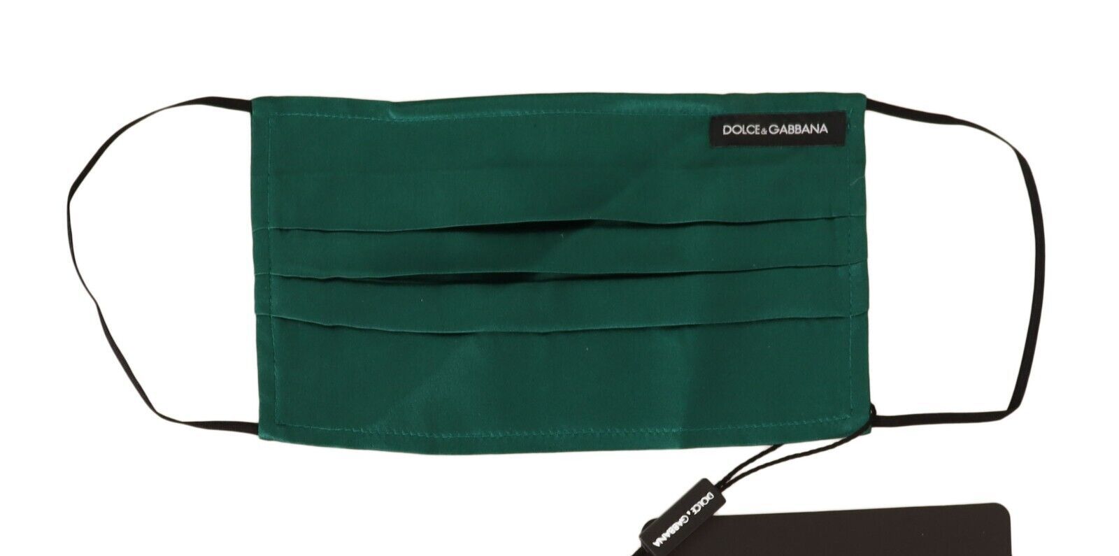 Dolce & Gabbana Green Silk Pleated Elastic Ear Strap Face Mask | Regal Royce