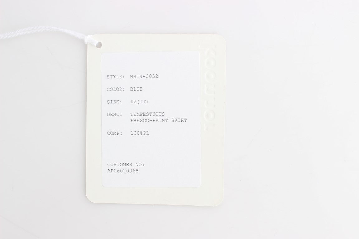 Koonhor Blue Peplum Fresco-Print Straight Pencil Skirt | Regal Royce