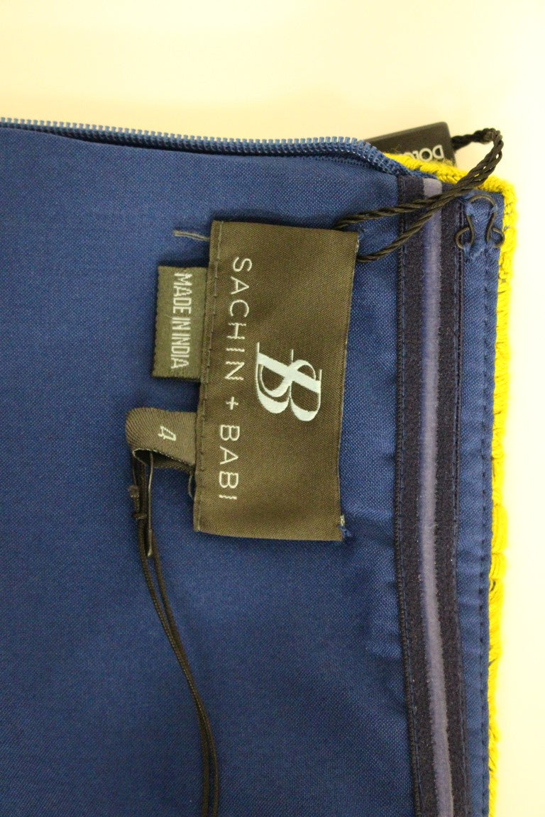 Sachin & Babi Blue Yellow Strapless Bubble Mini Shift Dress | Regal Royce