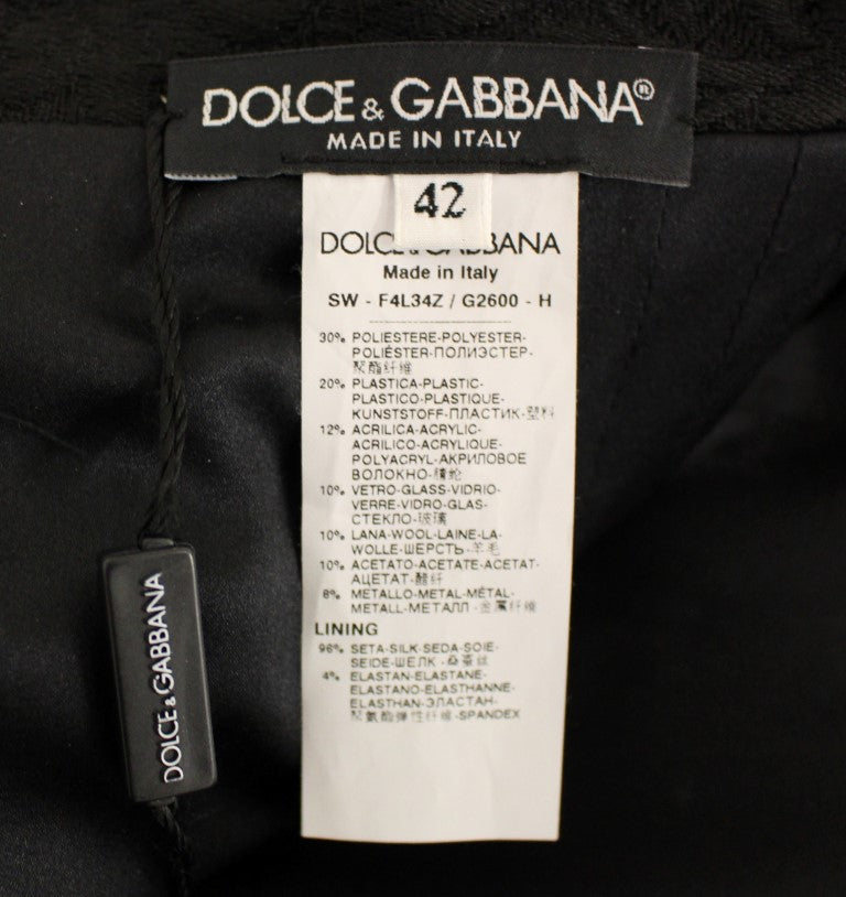 Dolce & Gabbana Black Crystal Handmade Above Knee Skirt | Regal Royce