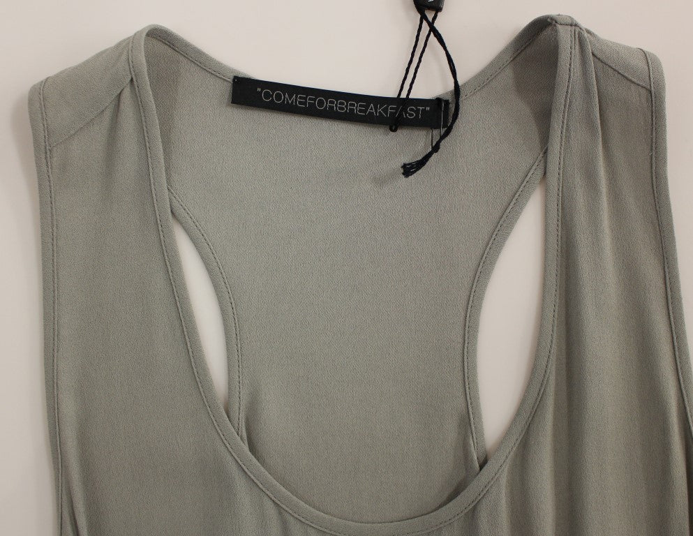 Comeforbreakfast Gray Viscose Tank Top Shirt Blouse | Regal Royce