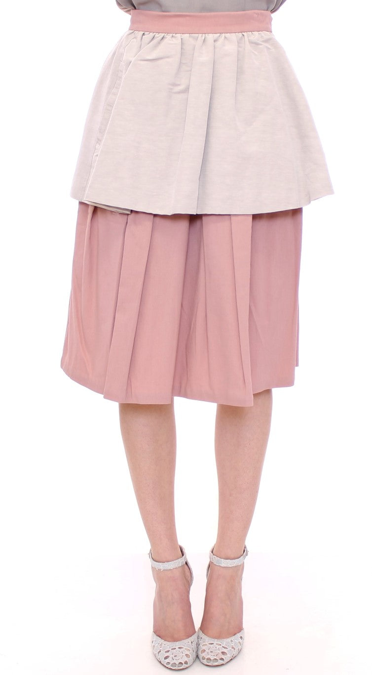 Comeforbreakfast Pink Gray Knee-Length Pleated Skirt | Regal Royce